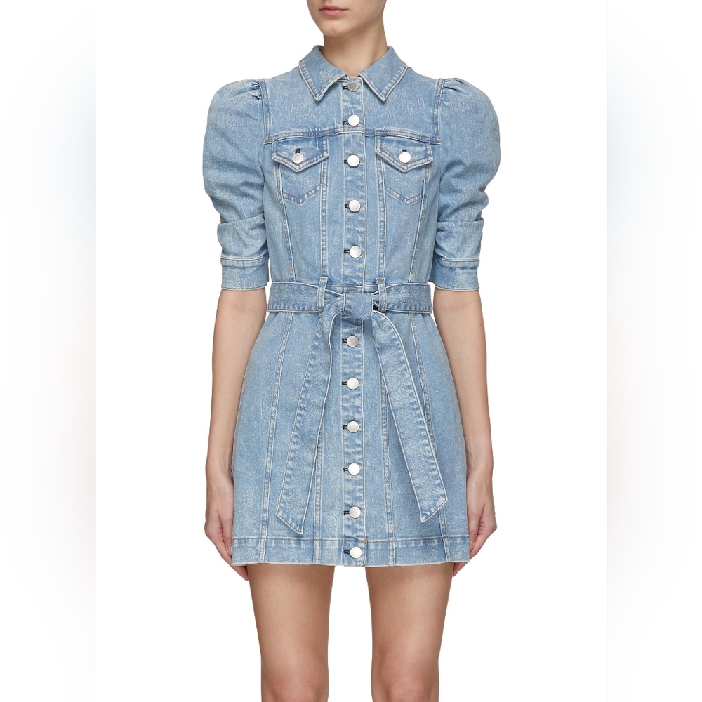Alice + Olivia Magali Blue Denim Dress with Belt
